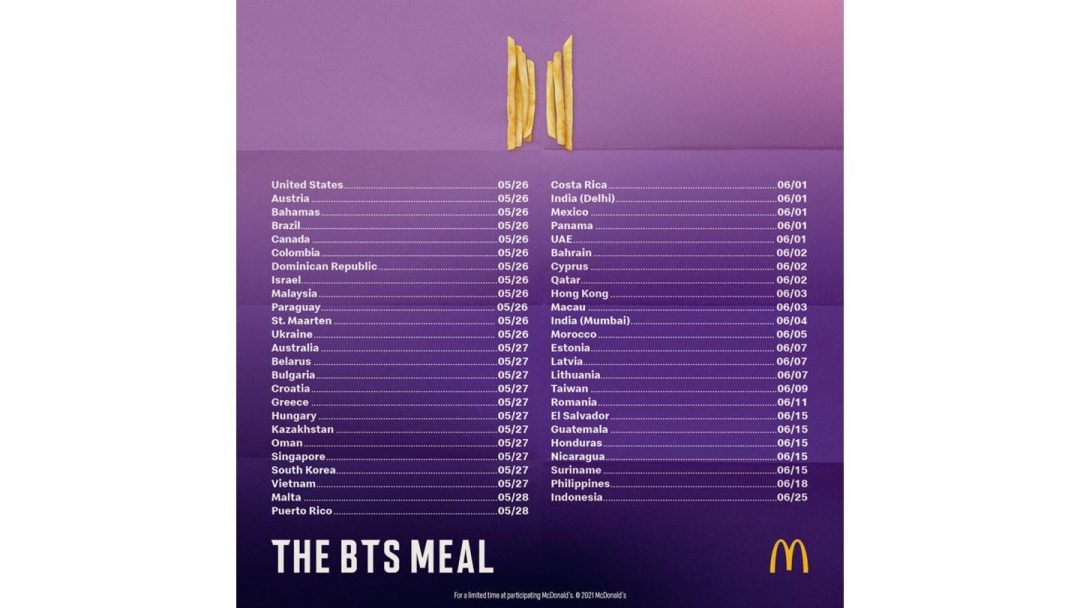 Mcdonald S Bts Meal Will Hit Participating U S Restaurants Starting May 26